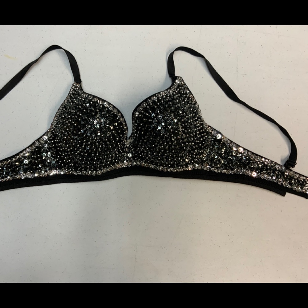 Embellished black bra